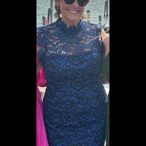 Eliza J Lace Cutout Back Gown